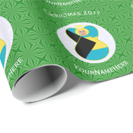 Bahaman Flag Blonde Angel Weihnachten Personalisie Geschenkpapier