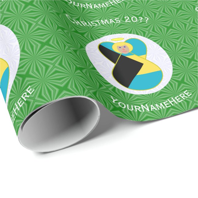 Bahaman Flag Blonde Angel Weihnachten Personalisie Geschenkpapier (Rolleneckpunkt)