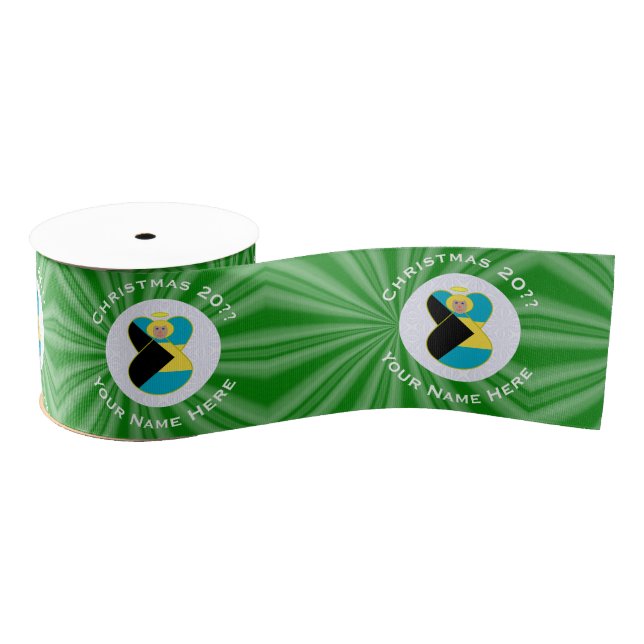 Bahaman Flag Christmas Angel personalisieren Ripsband (Spule)