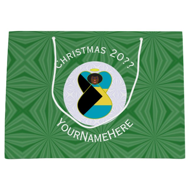 Bahaman Flag Dark Angel Weihnachten Personalisiert Große Geschenktüte (Vorderseite)