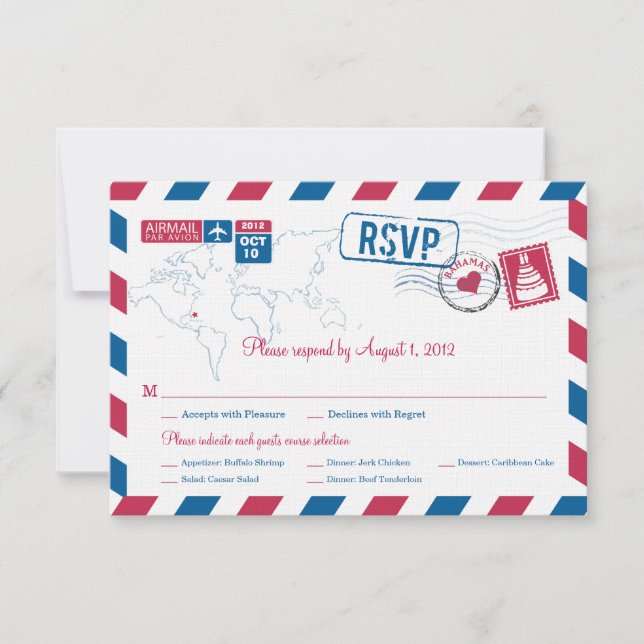 Bahamas Air Mail Wedding RSVP (Vorderseite)
