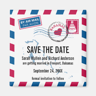 Bahamas Air Mail Wedding Save the Date Magnet