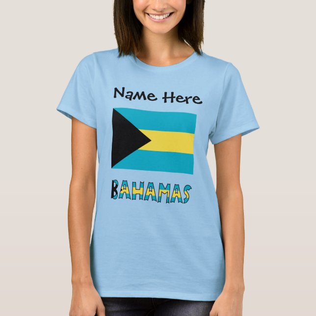 Bahamas Bahamas-Flagge Personalisiert T-Shirt (Vorderseite)