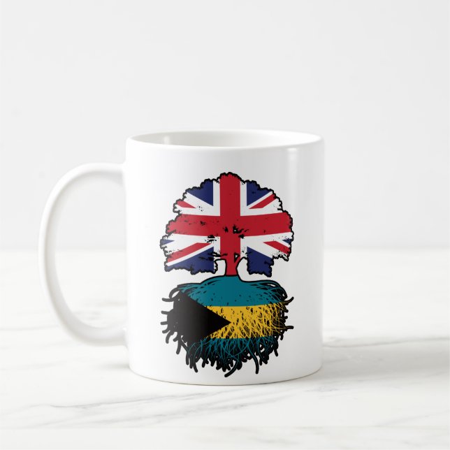 Bahamas Bahamian British UK Tree Roots Flag Kaffeetasse (Links)