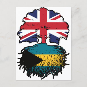 Bahamas Bahamian British UK Tree Roots Flag Postkarte
