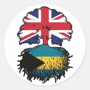 Bahamas Bahamian British UK Tree Roots Flag Runder Aufkleber