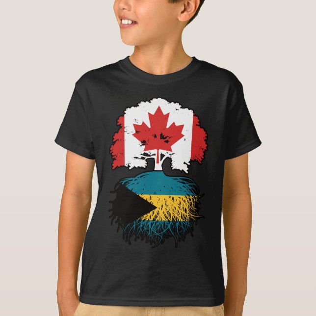 Bahamas Bahamian Canadian Tree Roots Flag T-Shirt (Vorderseite)