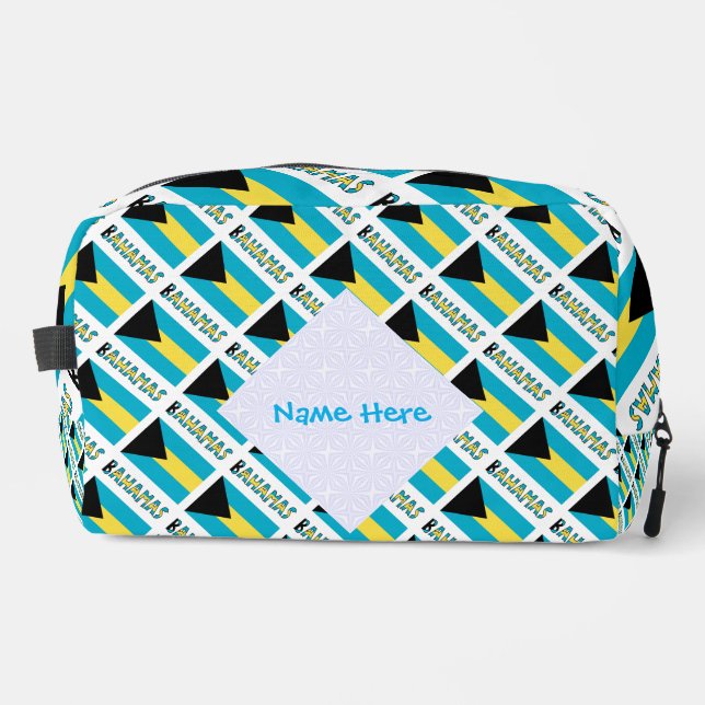 Bahamas Bahamian Flag Tiled Blue Personalization Waschbeutel (Vorderseite)