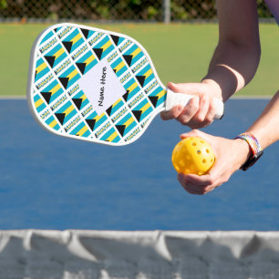 Bahamas bahamische Flagge gekachelt Pickleball Schläger
