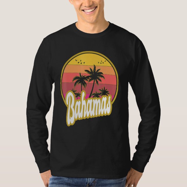 Bahamas Beach Retro Sunset T-Shirt (Vorderseite)