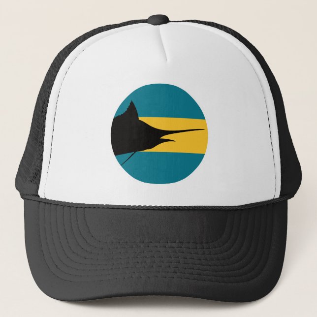 Bahamas Blaue Marlin Bahamian Nationale Tierflagge Truckerkappe (Vorderseite)