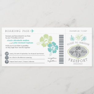 Bahamas Boarding Pass Hochzeit Einladung
