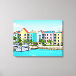Bahamas colourful houses canvas print leinwanddruck