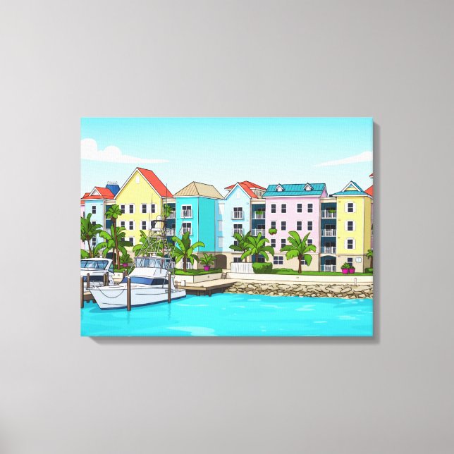 Bahamas colourful houses canvas print leinwanddruck (Vorderseite)