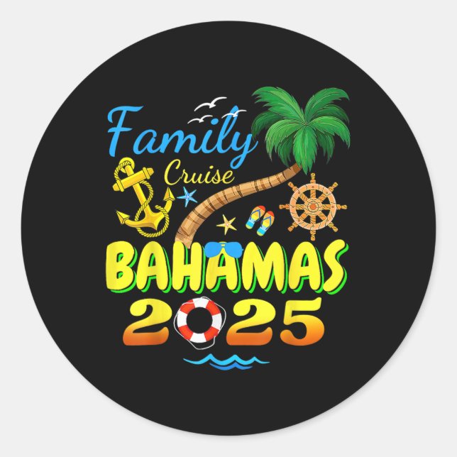 Bahamas Cruise 2025 Family Friends Group Urlaub Runder Aufkleber (Vorderseite)