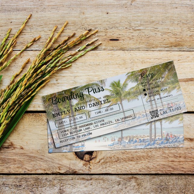 Bahamas Destination Boarding Pass Wedding Einladung (Von Creator hochgeladen)
