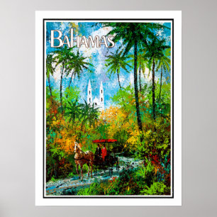 Bahamas, durch den Dschungel fahren, Vintag, reise Poster