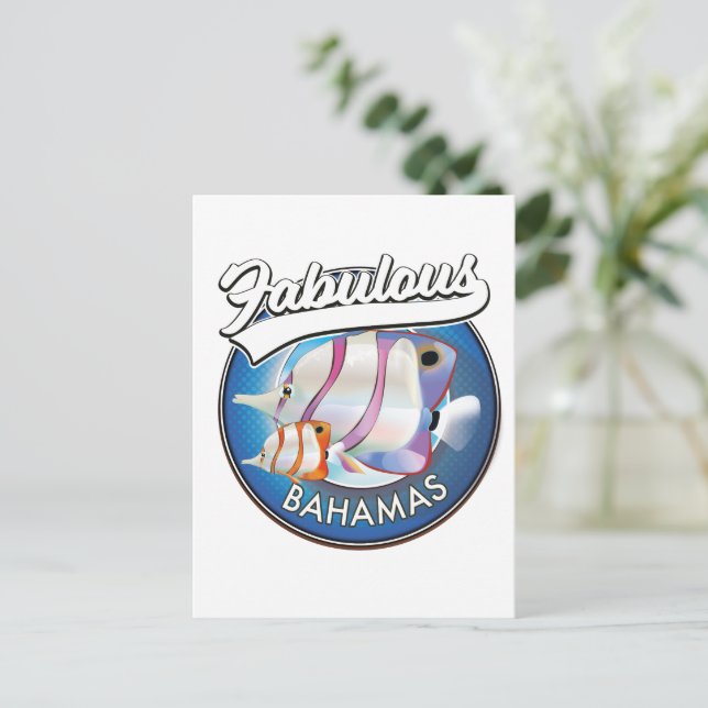 Bahamas fabelhaftes Logo Postkarte (Stehend Vorderseite)