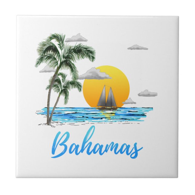 Bahamas-Ferien-Segeln Fliese (Vorderseite)