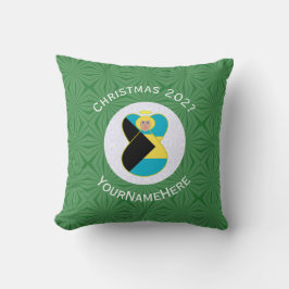 Bahamas Flag Angel Christmas Green Kissen