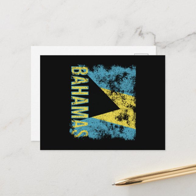 Bahamas Flag Distressed Postkarte (Vorderseite/Rückseite Beispiel)