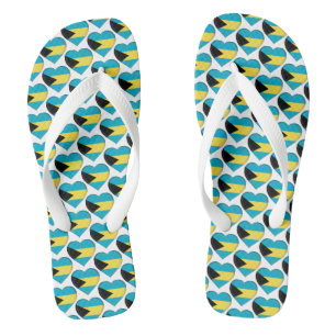 Bahamas Flag Farben Herz Muster Patriotisch Flip Flops