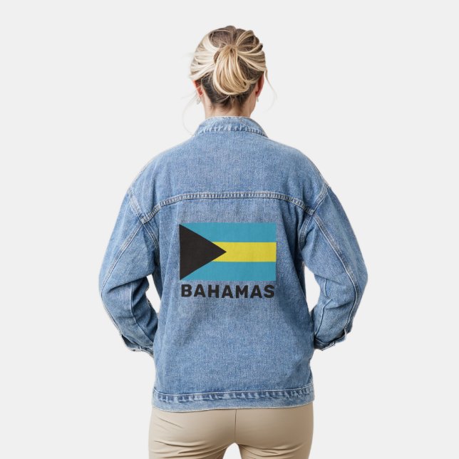 Bahamas-Flag für benutzerdefinierten Text Jeansjacke (Modell)