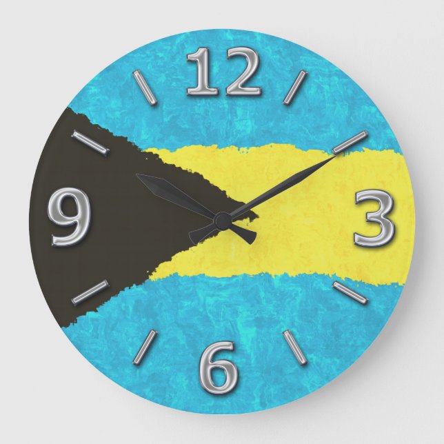 BAHAMAS FLAG GROßE WANDUHR (Vorderseite)