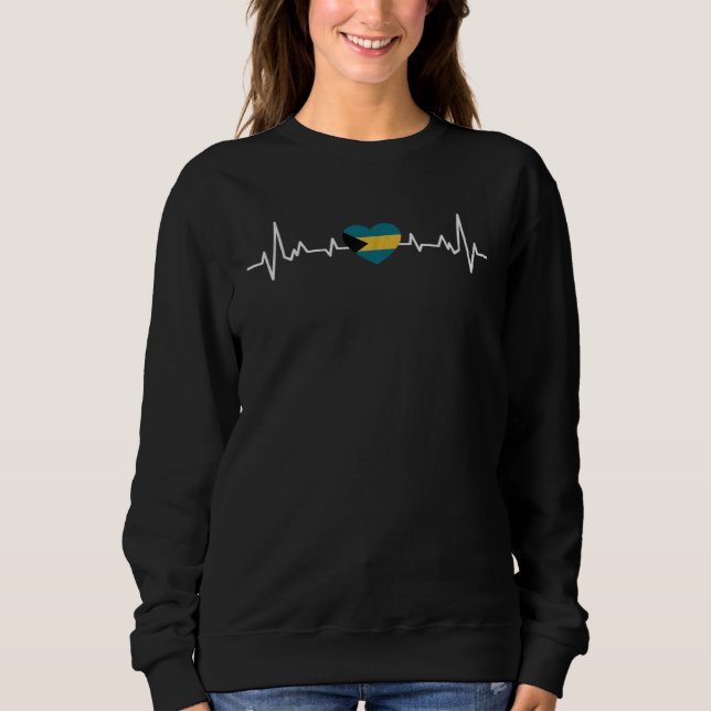 Bahamas Flag Heartbeat Proud Bahamian Sweatshirt (Vorderseite)