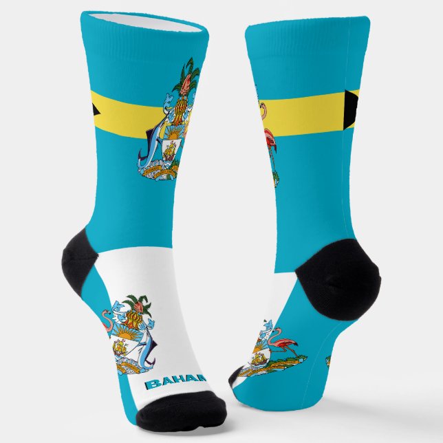 Bahamas Flag Patriotisch, Nachhaltige Bahamas Socken (Gewinkelt)