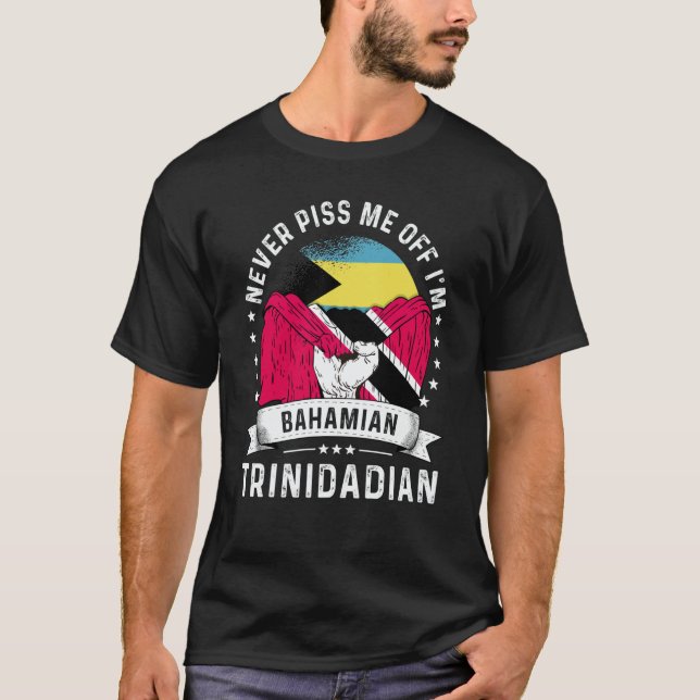 Bahamas Flag Trinidad&Tobago Grown  Humor Pride T-Shirt (Vorderseite)