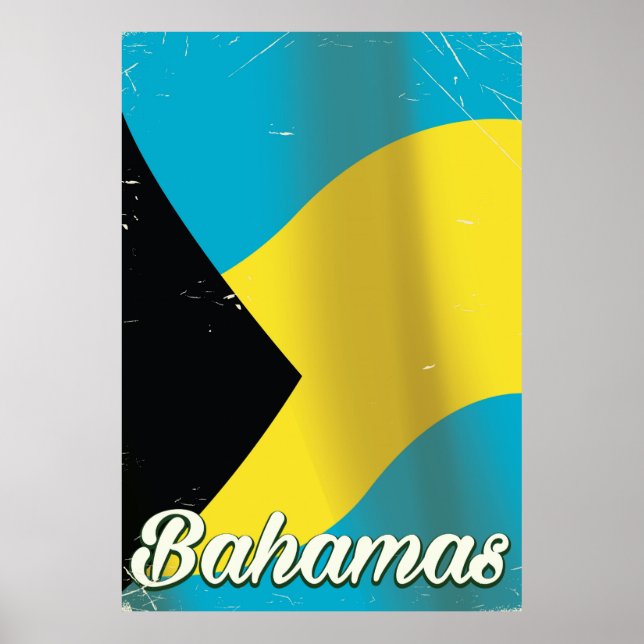 Bahamas Flag Vintage Reiseplakat Poster (Vorne)