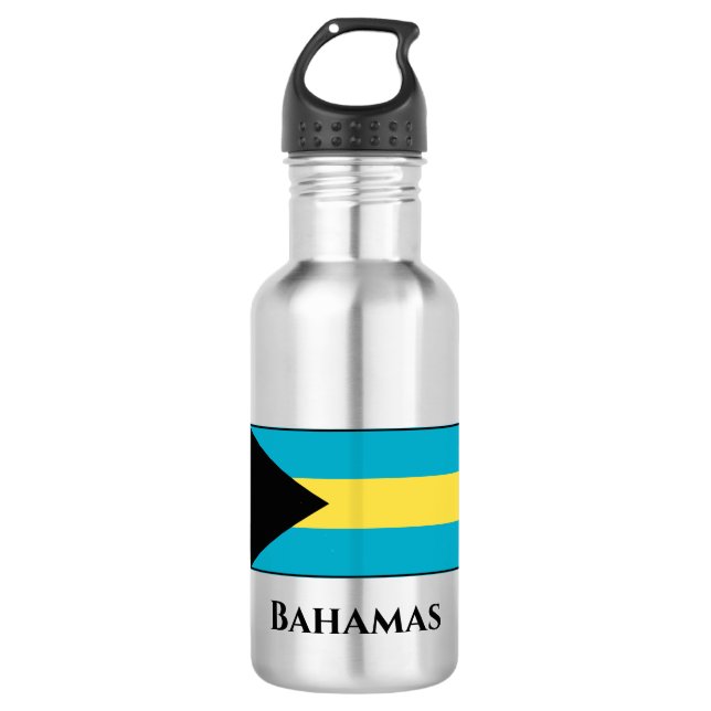 Bahamas-Flagge Edelstahlflasche (Vorderseite)