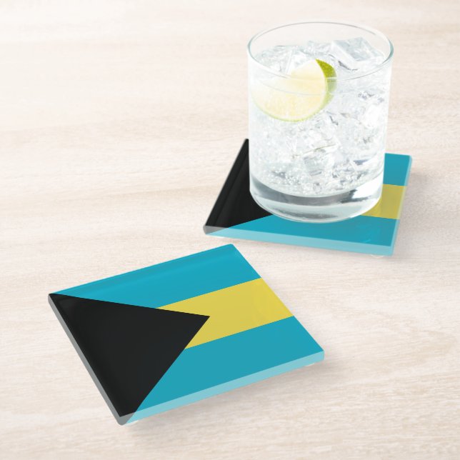 Bahamas-Flagge Glasuntersetzer (Schrägansicht)
