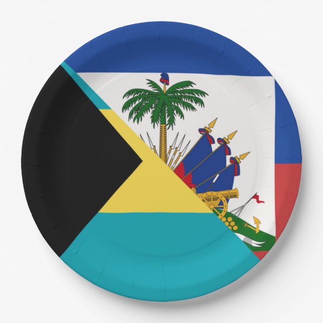 Bahamas-Flagge | Halbfahne Haitianischer Flagge Pappteller (Vorderseite)