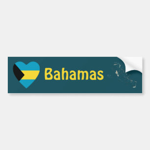 Bahamas-Flagge Herz + Karte Aufkleber Autoaufkleber