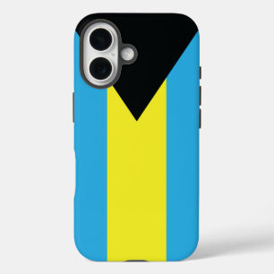 Bahamas-Flagge in Blau, Schwarz und Gelb iPhone 16 Hülle