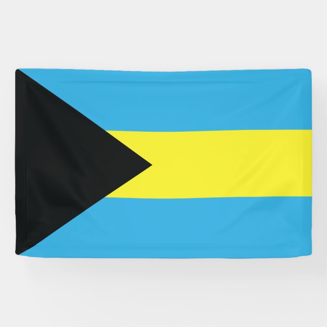 Bahamas-Flagge in Schwarz, Gold und Aquamarine Banner (Horizontal)