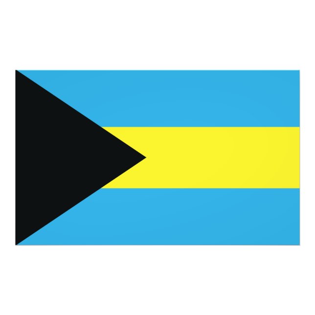 Bahamas-Flagge in Schwarz, Gold und Aquamarine Fotodruck (Vorne)