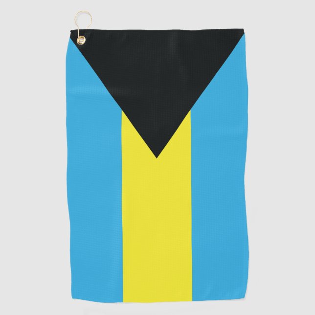 Bahamas-Flagge in Schwarz, Gold und Aquamarine Golfhandtuch (Vorderseite)