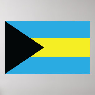 Bahamas-Flagge in Schwarz, Gold und Aquamarine Poster