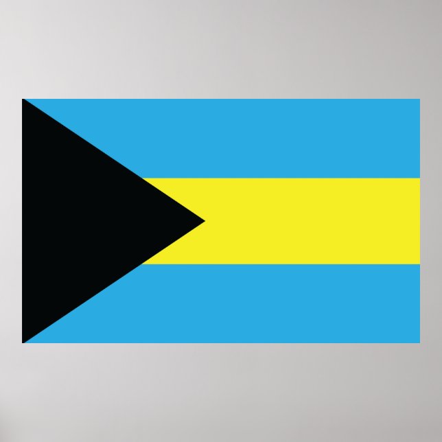 Bahamas-Flagge in Schwarz, Gold und Aquamarine Poster (Vorne)