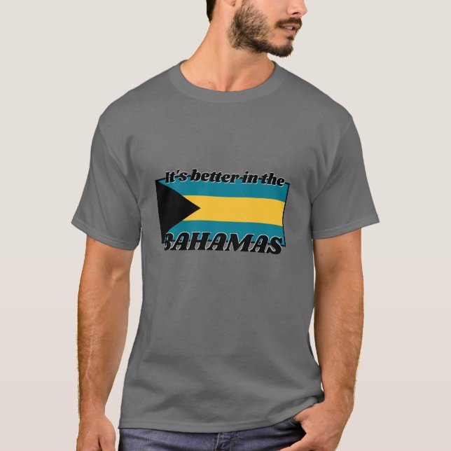 Bahamas-Flagge mit Text T-Shirt (Vorderseite)