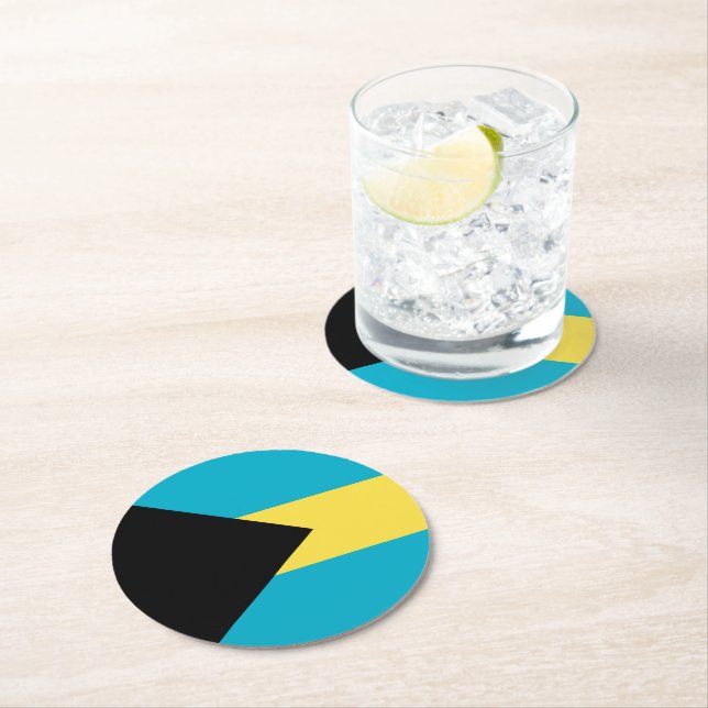 Bahamas-Flagge Runder Pappuntersetzer (Vor Ort)