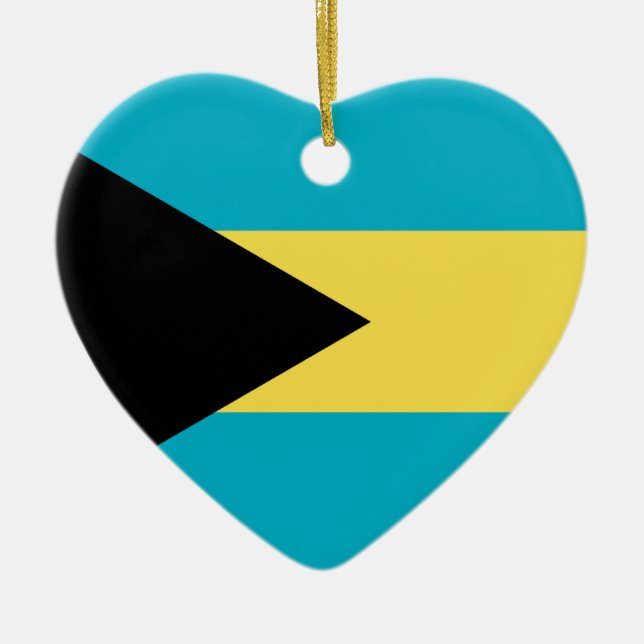 Bahamas-Flaggen-Herz Keramikornament (Vorne)