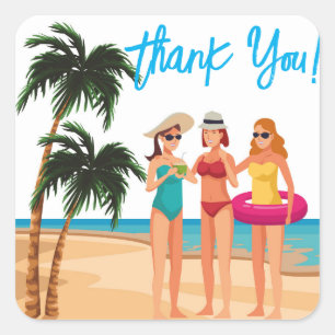 Bahamas Girls Trip Junggeselinnen-Abschied Urlaub Quadratischer Aufkleber