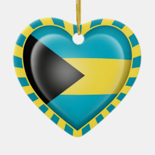 Bahamas-Herz-Flagge mit Sun-Strahlen Keramikornament