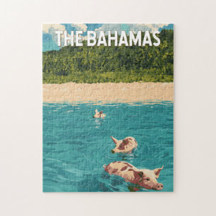 Bahamas Illustration Reise Kunst Vintage Puzzle