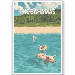 Bahamas Illustration Reisen Vintag Aufkleber