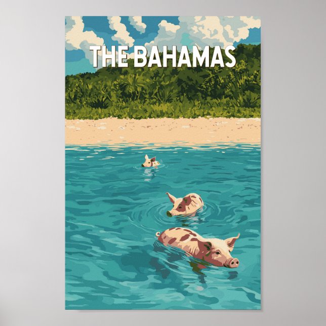 Bahamas Illustration Reisen Vintag Poster (Vorne)
